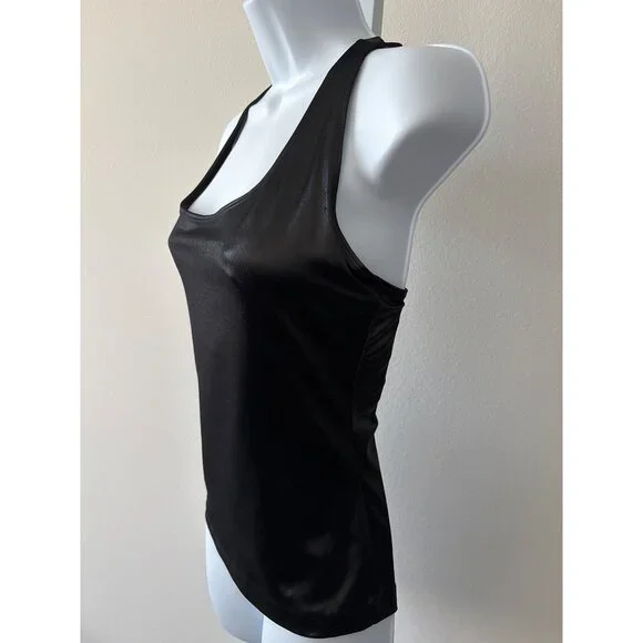 Bebe Sport Vintage Tank Top M Y2K Faux Leather Liquid Look Racerback Made in USA - Picture 13 of 13